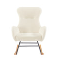 Off White Teddy Fabric Rocking Chair Off White Foam Metal