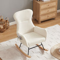 Off White Teddy Fabric Rocking Chair Off White Foam Metal