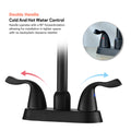 4 Inch 2 Handle Centerset Bathroom Faucet,With Pop Up Drain And 2 Water Supply Lines,Matte Black Matte Black Stainless Steel