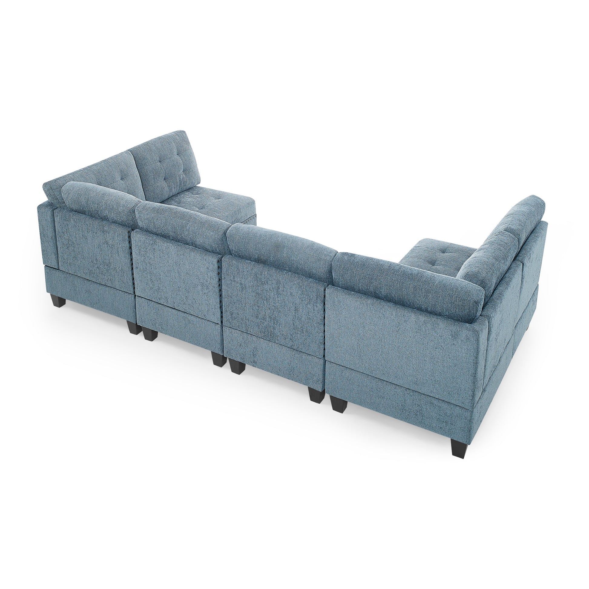 U Shape Modular Sectional Sofa,Diy Combination,Includes Four Single Chair And Two Corner,Navy Chenille Navy Chenille