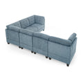 L Shape Modular Sectional Sofa,Diy Combination,Includes Three Single Chair And Three Corner ,Navy Chenille Navy Foam Chenille