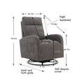 Jiada Upholstered Swivel Glider.Rocking Chair For Nursery In Dark Grey.Modern Style One Left Bag Dark Gray Metal
