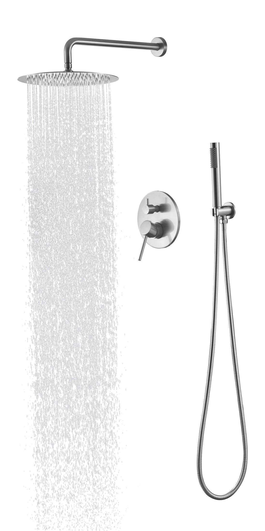 Shower System, Wall Mounted Shower Faucet Set For Bathroom With High Pressure 10" Stainless Steel Rain Shower Head Handheld Shower Set, 2 Way Pressure Balance Shower Valve Kit, Brushed Gold Brushed Nickel Brass