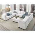 U Shape Modular Sectional Sofa,Diy Combination,Includes Seven Single Chair, Four Corner And One Ottoman,Ivory Ivory Plywood Chenille