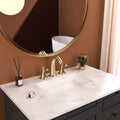 2 Handle Widespread Bathroom Faucet 3 Hole, With Pop Up Drain And 2 Water Supply Lines, Gold Gold Stainless Steel