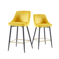 Yellow Velvet Swivel Bar Chair Bar Stool And Metal Modern High Bar Furniture Commercial Furniture Yellow Kitchen Modern Foam Velvet