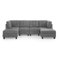 U Shape Modular Sectional Sofa,Diy Combination,Includes Two Single Chair ,Two Corner And Two Ottoman,Grey Chenille Grey Chenille