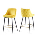 Yellow Velvet Swivel Bar Chair Bar Stool And Metal Modern High Bar Furniture Commercial Furniture Yellow Kitchen Modern Foam Velvet