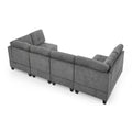 U Shape Modular Sectional Sofa,Diy Combination,Includes Four Single Chair And Two Corner,Grey Chenille Grey Chenille