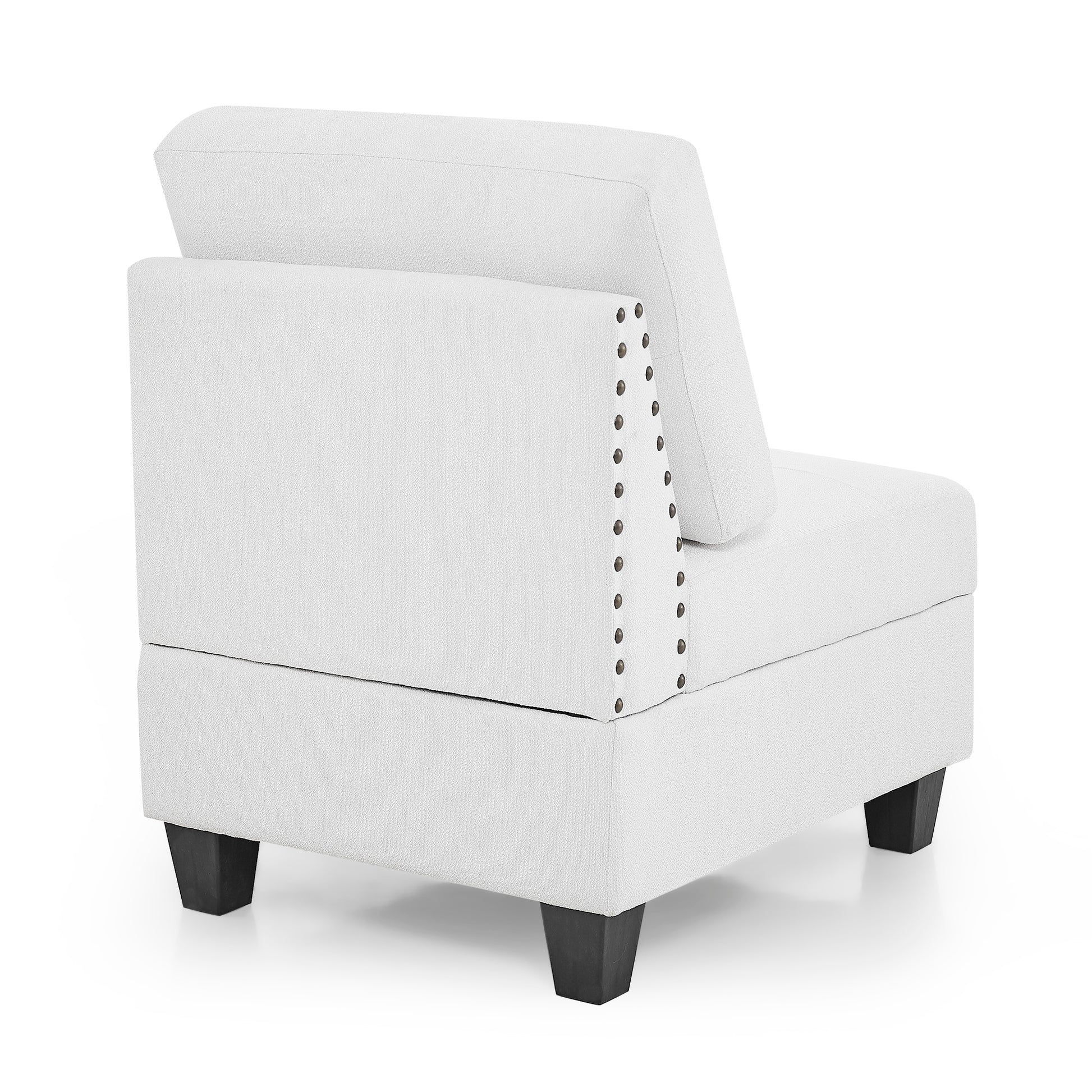 L Shape Modular Sectional Sofa,Diy Combination,Includes Three Single Chair And Three Corner ,Ivory Chenille Ivory Foam Chenille