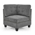 L Shape Modular Sectional Sofa,Diy Combination,Includes Three Single Chair ,Two Corner And Two Ottoman,Grey Chenille Grey Foam Chenille