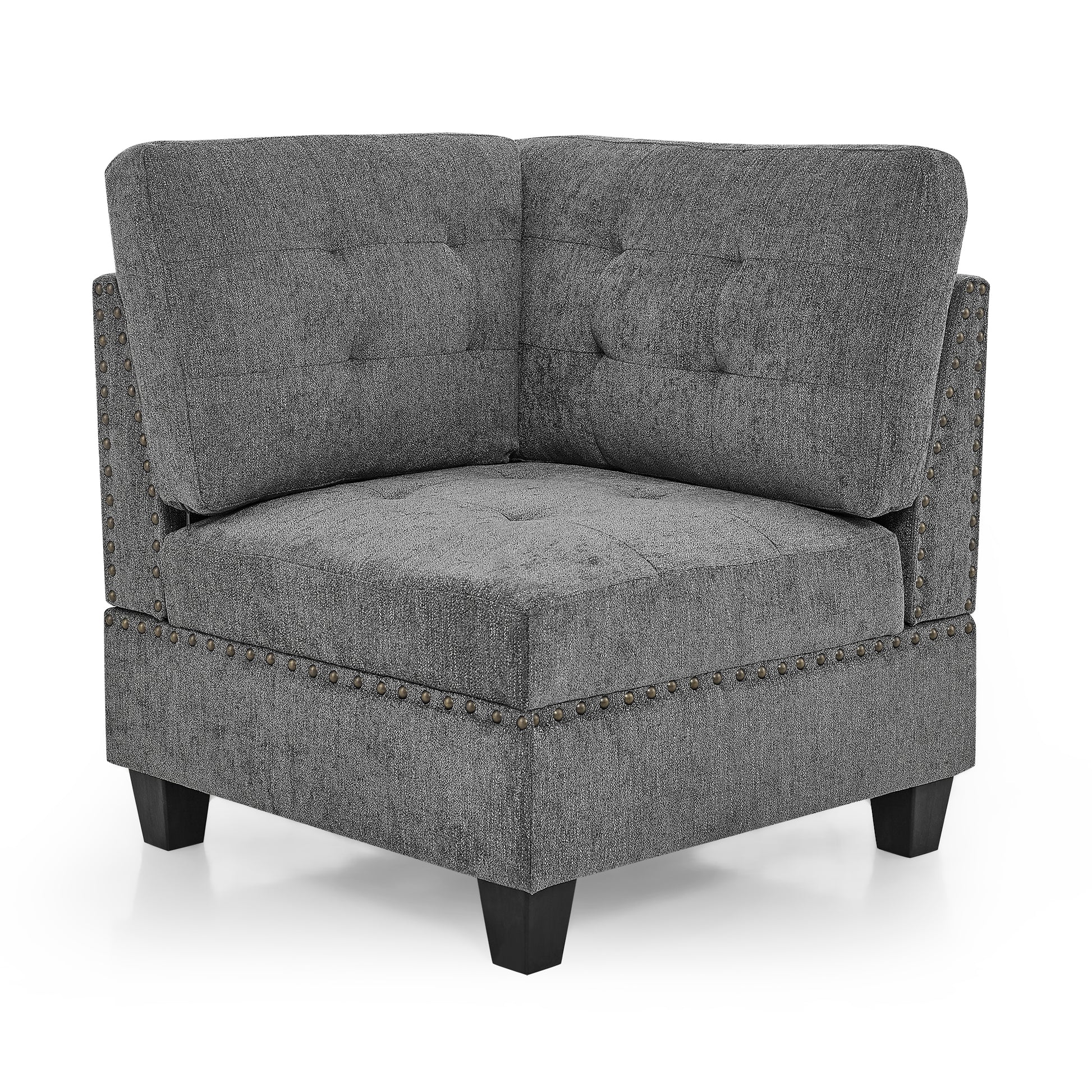 Corner Sofa For Modular Sectional,Grey Chenille 31.5"X31.5"X36.5" Grey Chenille 1 Seat