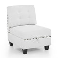 L Shape Modular Sectional Sofa,Diy Combination,Includes Three Single Chair And Three Corner ,Ivory Chenille Ivory Foam Chenille