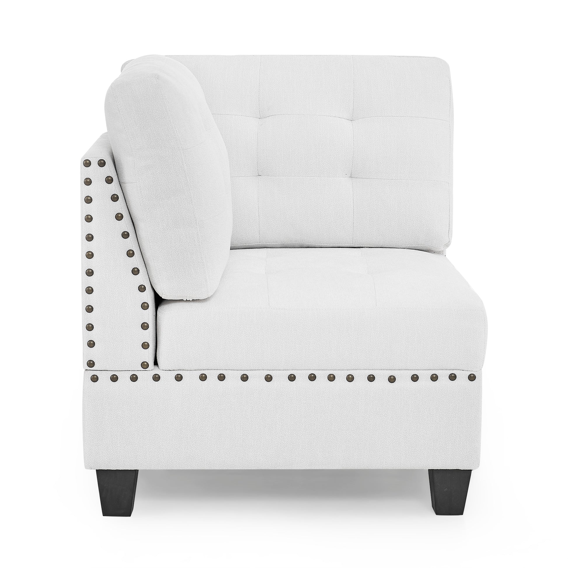 L Shape Modular Sectional Sofa,Diy Combination,Includes Three Single Chair And Three Corner ,Ivory Chenille Ivory Foam Chenille