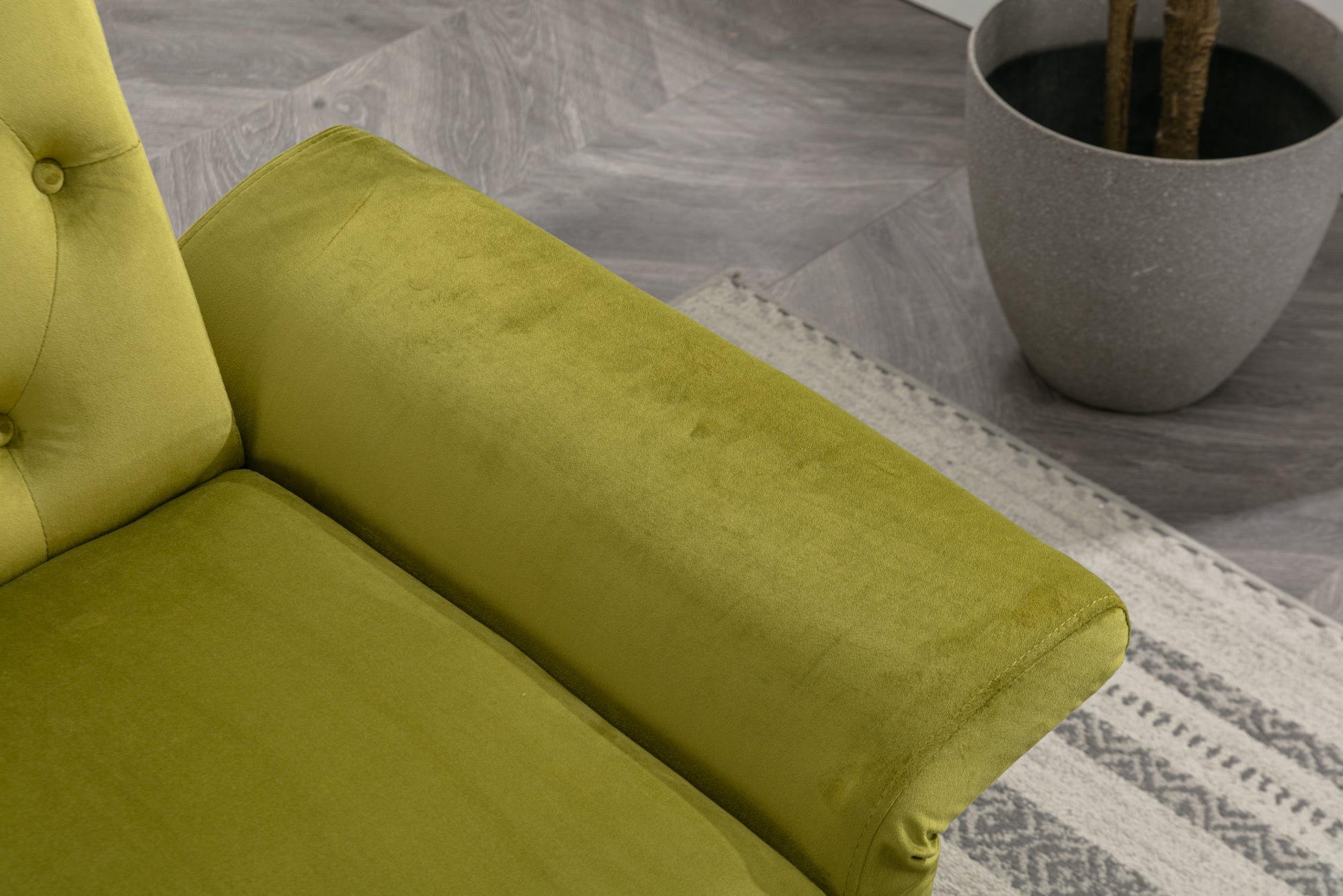 Coolmore Velvet Accent Chair With Adjustable Armrests And Backrest, Button Tufted Lounge Chair, Single Recliner Armchair With Ottoman Olive Green Metal