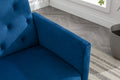 Coolmore Velvet Accent Chair With Adjustable Armrests And Backrest, Button Tufted Lounge Chair, Single Recliner Armchair With Ottoman Navy Metal
