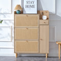 Modern Minimalist Storage Cabinet Mdf Bed Top Cabinet Japanese Rattan Shoe Cabinet, Small Home Furniture. Suitable For Hallways And Living Rooms Natural Mdf