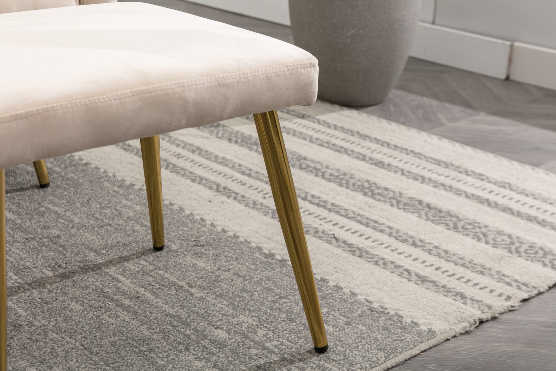 Coolmore Velvet Accent Chair With Adjustable Armrests And Backrest, Button Tufted Lounge Chair, Single Recliner Armchair With Ottoman Beige Metal