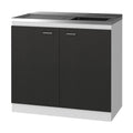 Dark Walnut Rectangle 2 Door Utility Sink And Cabinet Black Particle Board