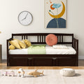 Twin Size Daybed Wood Bed With Twin Size Trundle,Espresso Espresso Solid Wood