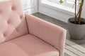 Coolmore Velvet Accent Chair With Adjustable Armrests And Backrest, Button Tufted Lounge Chair, Single Recliner Armchair With Ottoman Pink Metal