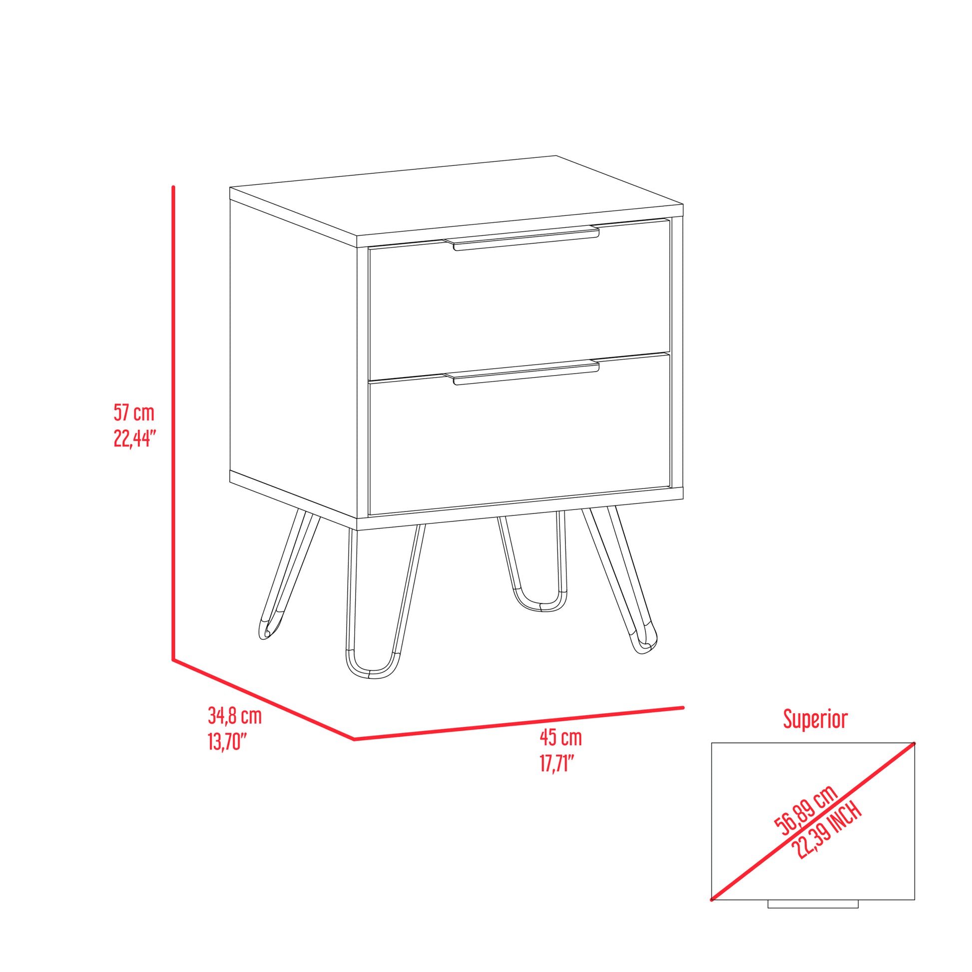 Light Oak 2 Drawer Rectangle Nightstand Light Oak Particle Board