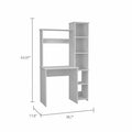 White 6 Shelf Writing Desk With Built In Bookcase White Particle Board