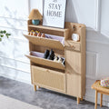 Modern Minimalist Storage Cabinet Mdf Bed Top Cabinet Japanese Rattan Shoe Cabinet, Small Home Furniture. Suitable For Hallways And Living Rooms Natural Mdf