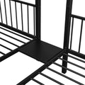 Full Over Twin & Twin Bunk Bed, Metal Triple Bunk Bed With Drawers And Guardrails, Black Black Metal & Wood