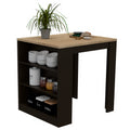 Elkins 3 Drawer Kitchen Island Black Wengue And Pine Black Particle Board
