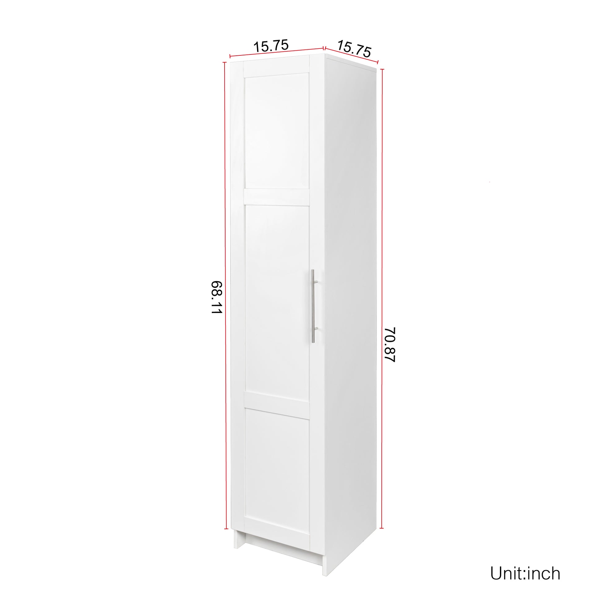 Stackable Wall Mounted Storage Cabinet, 15.75" D X 15.75" W X 70.87" H, White White Mdf