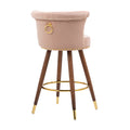 Coolmore Swivel Bar Stools With Backrest Footrest With A Fixed Height Of 360 Degrees Pink Solid Wood