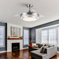 42 In. Retractable Ceiling Fan With Remote Control Brushed Nickel Abs Pc