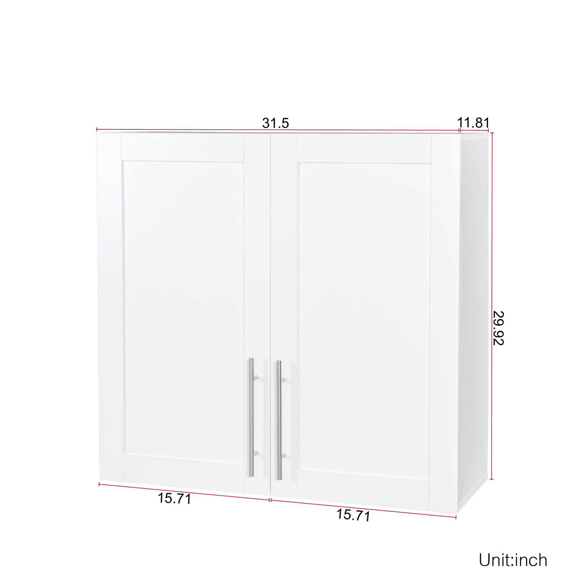 Stackable Wall Mounted Storage Cabinet, 11.81 "D X 31.50"W X 29.92 "H, White White Mdf