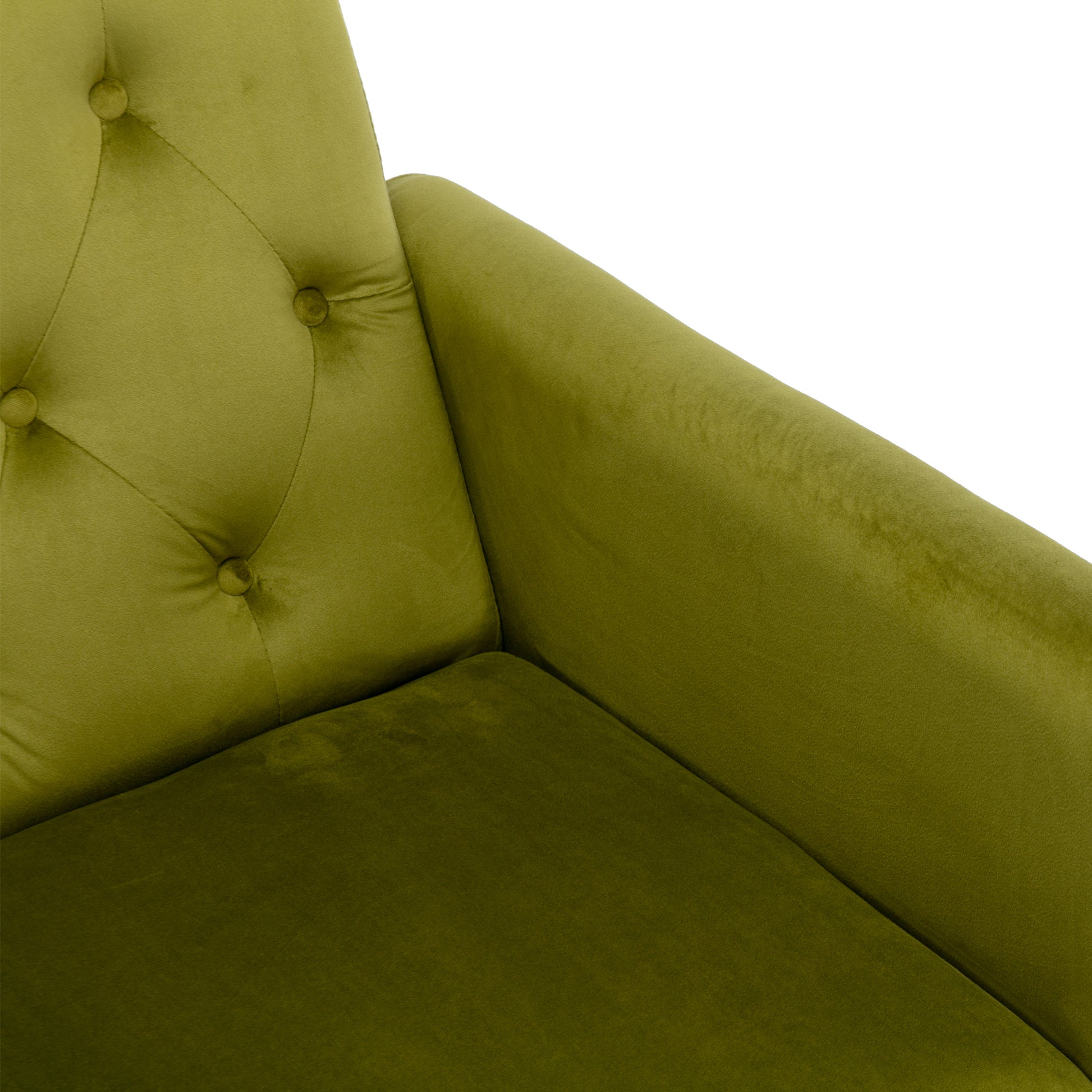 Coolmore Velvet Accent Chair With Adjustable Armrests And Backrest, Button Tufted Lounge Chair, Single Recliner Armchair With Ottoman Olive Green Metal