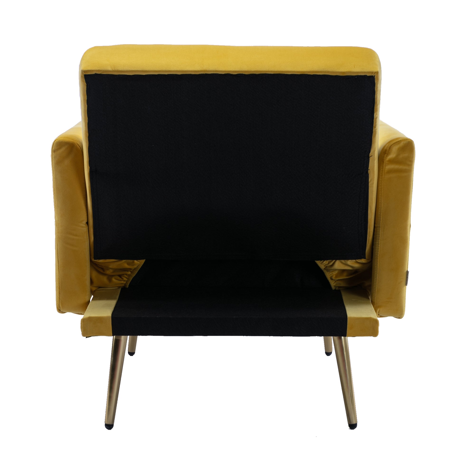 Coolmore Velvet Accent Chair With Adjustable Armrests And Backrest, Button Tufted Lounge Chair, Single Recliner Armchair With Ottoman Mustard Metal