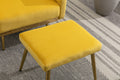 Coolmore Velvet Accent Chair With Adjustable Armrests And Backrest, Button Tufted Lounge Chair, Single Recliner Armchair With Ottoman Mustard Metal