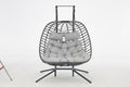 2 Person Wicker Double Swing Chair With Cushion Grey Dark Gray Steel