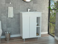 White 2 Shelf Rectangle Freestanding Vanity Cabinet White Particle Board