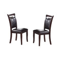 Set Of 2 Side Chairs Brown Color Wood Finish Mid Century Modern Padded Faux Leather Seat And Back Kitchen Dining Furniture Dark Brown Brown Dining Room Contemporary,Modern Dining Chairs Rubberwood Solid Back Rubber Wood