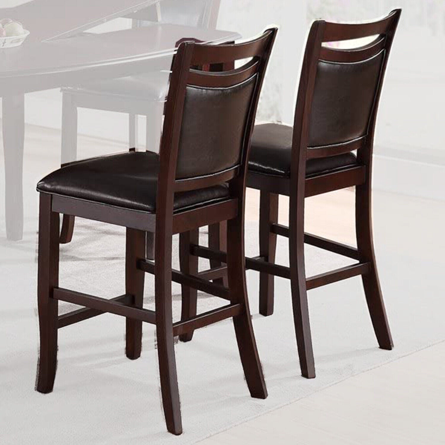 Dining Room Furniture Dark Brown Counter Height Dining Table W Butterfly Leaf 6X High Chairs Wooden Top 7Pc Set Table Contemporary Dark Brown Dining Room Contemporary,Modern Rubber Wood