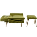 Coolmore Velvet Accent Chair With Adjustable Armrests And Backrest, Button Tufted Lounge Chair, Single Recliner Armchair With Ottoman Olive Green Metal