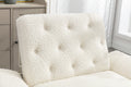 Coolmore Velvet Accent Chair With Adjustable Armrests And Backrest, Button Tufted Lounge Chair, Single Recliner Armchair With Ottoman White Teddy Metal