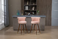Coolmore Swivel Bar Stools With Backrest Footrest With A Fixed Height Of 360 Degrees Pink Solid Wood