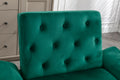 Coolmore Velvet Accent Chair With Adjustable Armrests And Backrest, Button Tufted Lounge Chair, Single Recliner Armchair With Ottoman Green Metal