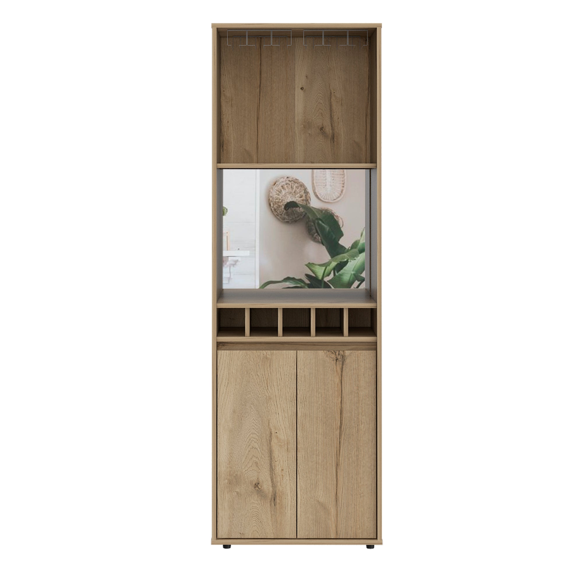 Light Oak 5 Bottle 2 Shelf Bar Cabinet Light Oak Particle Board