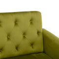 Coolmore Velvet Accent Chair With Adjustable Armrests And Backrest, Button Tufted Lounge Chair, Single Recliner Armchair With Ottoman Olive Green Metal