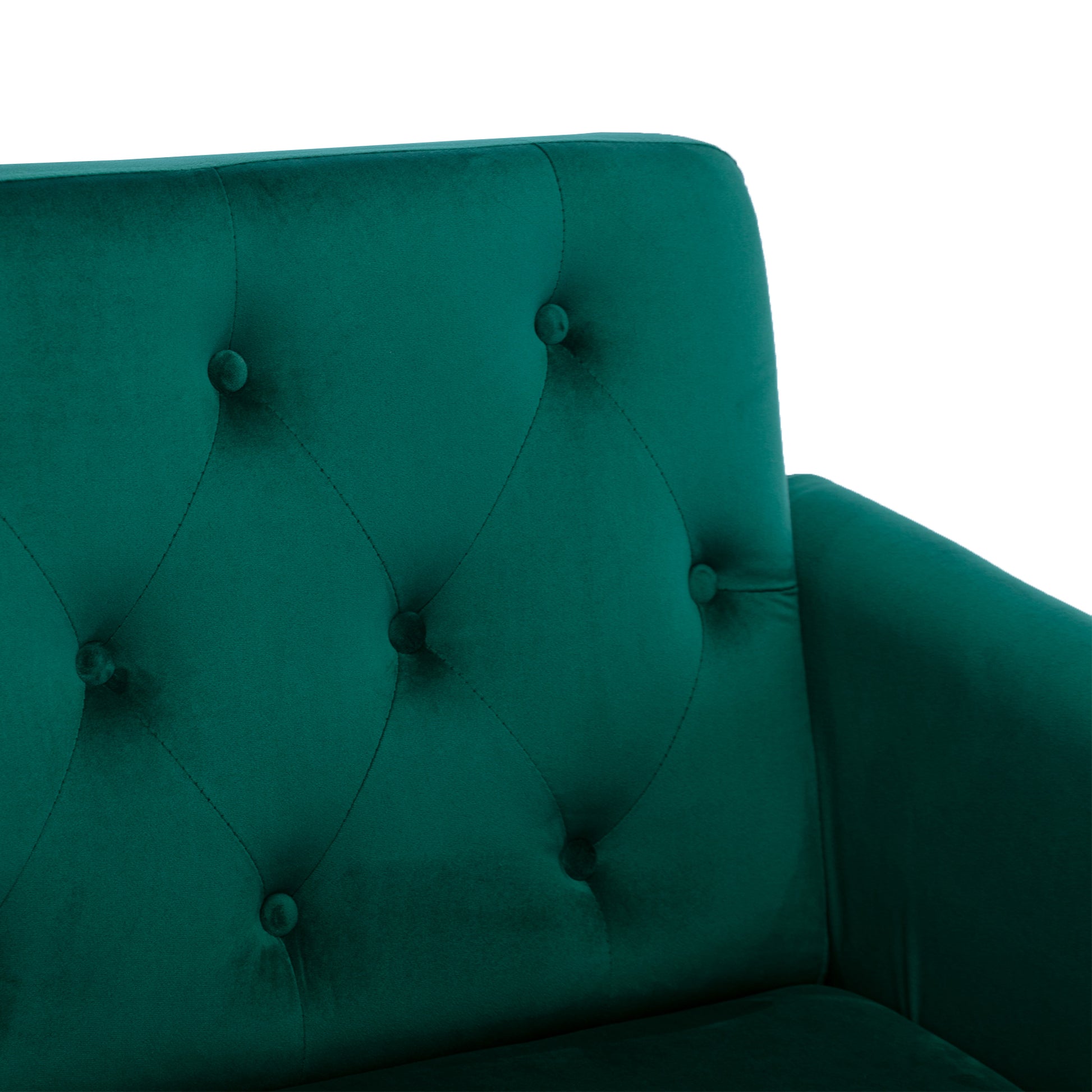 Coolmore Velvet Accent Chair With Adjustable Armrests And Backrest, Button Tufted Lounge Chair, Single Recliner Armchair With Ottoman Green Metal