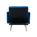 Coolmore Velvet Accent Chair With Adjustable Armrests And Backrest, Button Tufted Lounge Chair, Single Recliner Armchair With Ottoman Navy Metal