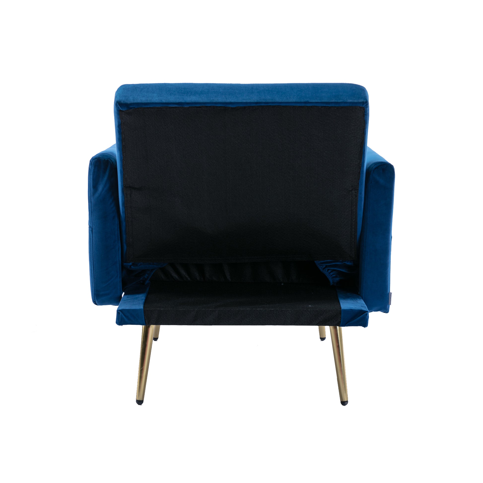 Coolmore Velvet Accent Chair With Adjustable Armrests And Backrest, Button Tufted Lounge Chair, Single Recliner Armchair With Ottoman Navy Metal